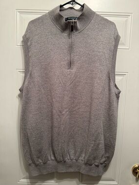 Fairway & Greene Merino Wool Golf Vest Lined 1/4 Zip Gray Mens XXL Hidden Pocket